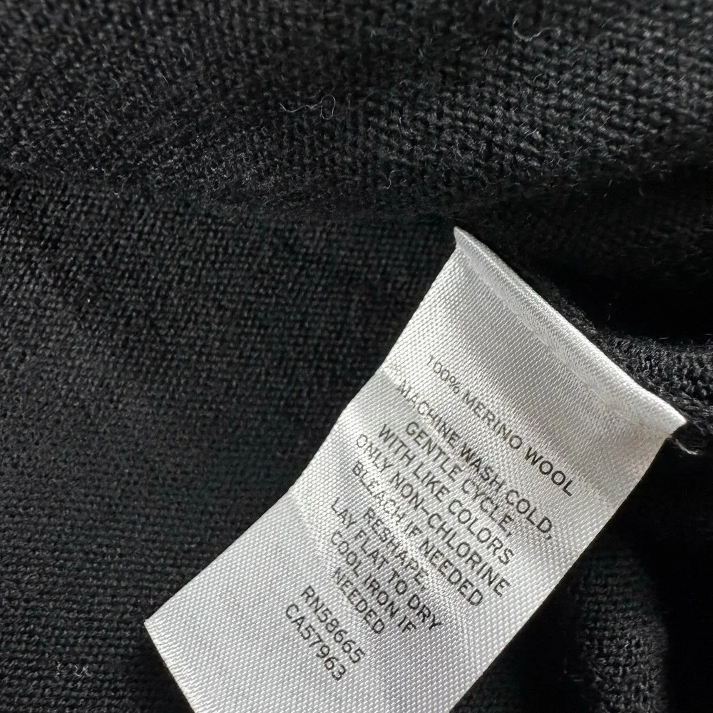 Nordstrom Black Pure Merino Wool 1/2 Zip Mens Pullover Sweater Size Large